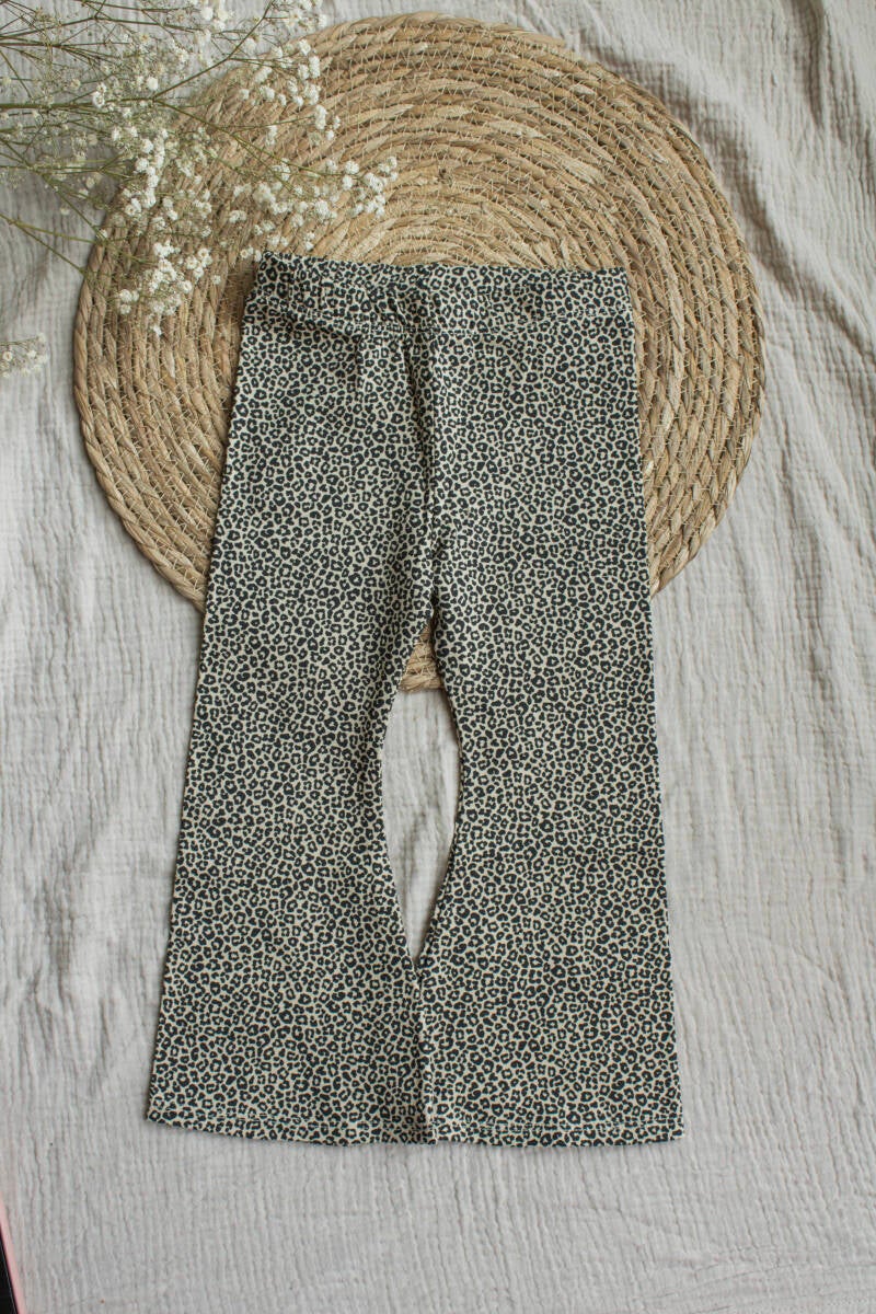 Flared broek leopard sand